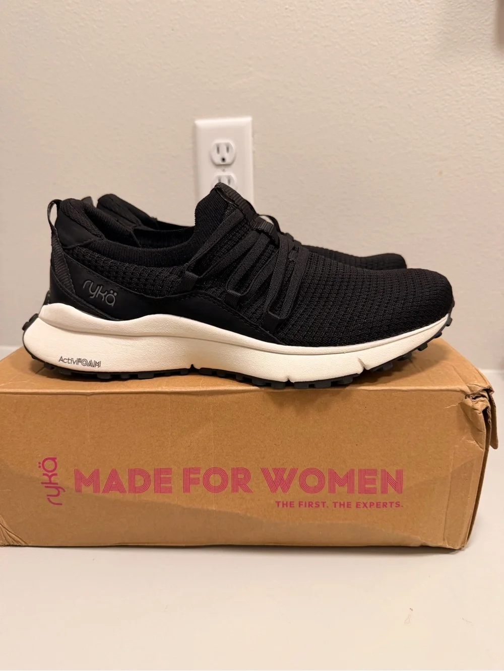 Ryka Black Knit Slip-On Athletic Sneakers